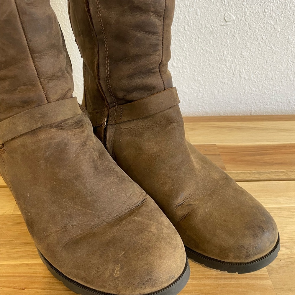 Teva | Brown De La Vina 1003011 Leather Side Zip Mid-Calf Riding Boots Size 8 - Picture 11 of 11